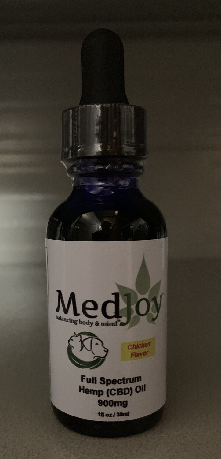 Full Spectrum 900mg CBD Oil For Pets Chicken Flavor