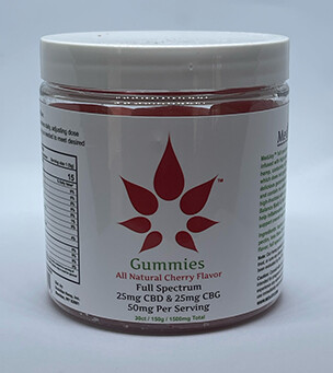 Full-Spectrum Vegan Cherry Flavor Gummies with 25mg CBD &amp; 25mg CBG
