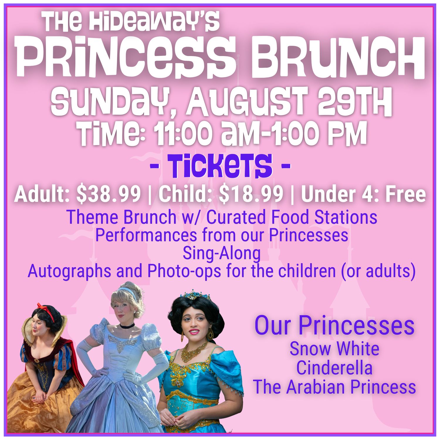 Princess Brunch at the Hideaway—Under 4 Ticket Princess Brunch at the Hideaway—Under 4 Ticket