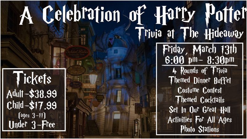 Harry Potter Trivia Event at The Hideaway at Saratoga Lake - Under 3