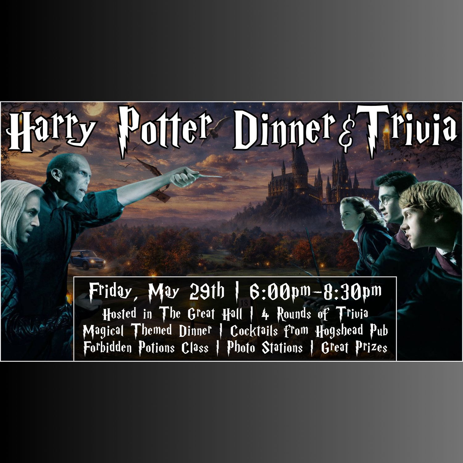 Harry Potter Trivia Event at The Hideaway at Saratoga Lake - Under 3