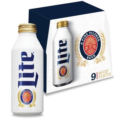 MILLER LITE 16OZ ALUMINUM BTLS 9PK