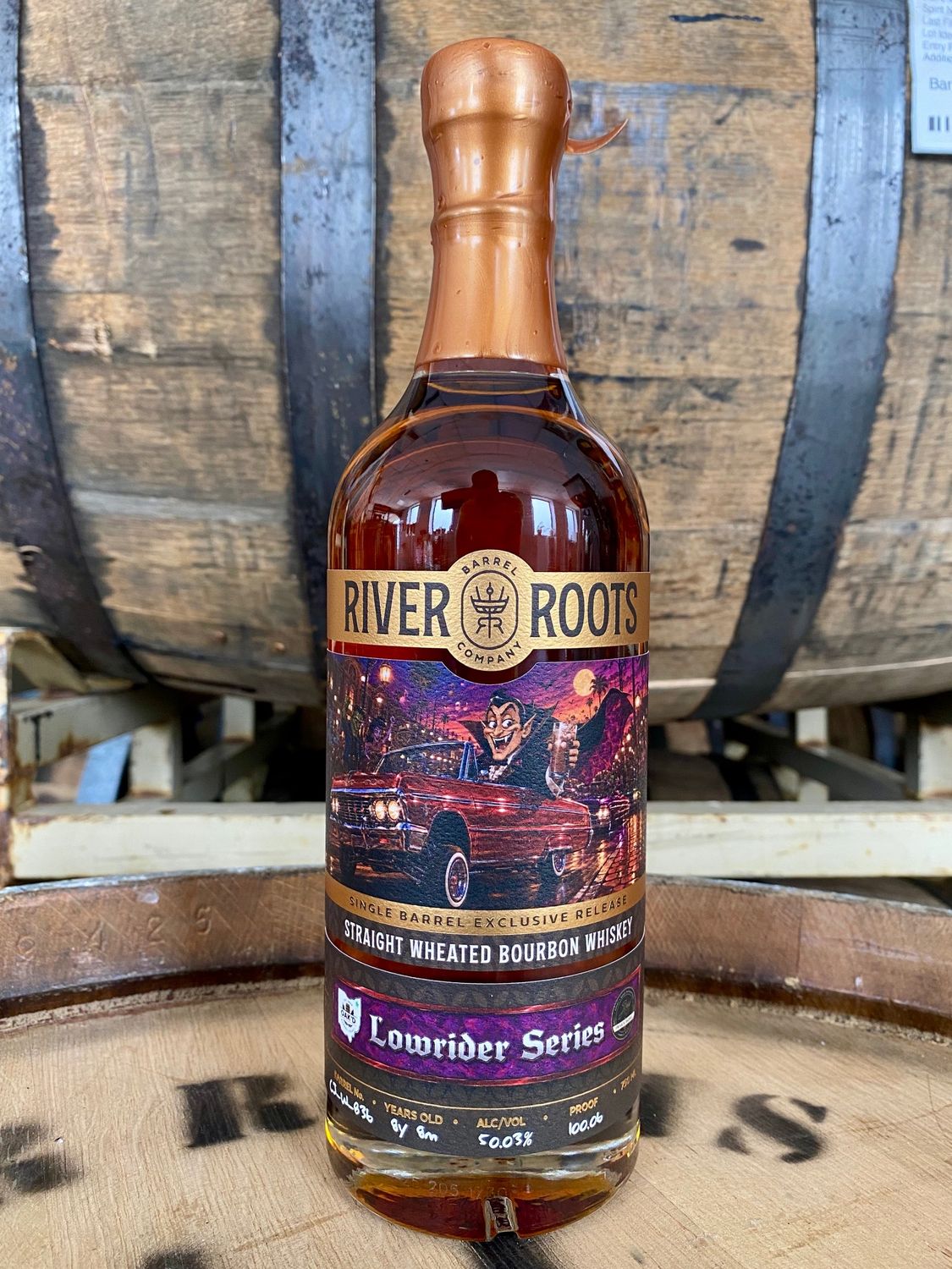 RIVER ROOTS "LOWRIDER SERIES" 8YR WHEATED BOURBON "THE COUNT"