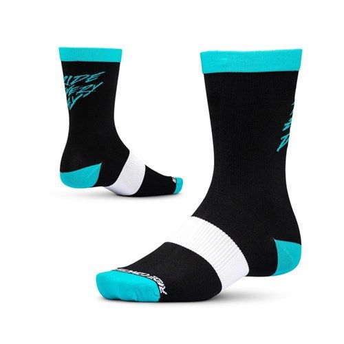 Ride Every Day Sock, Colour: Blk/Aqua, Size: Sm