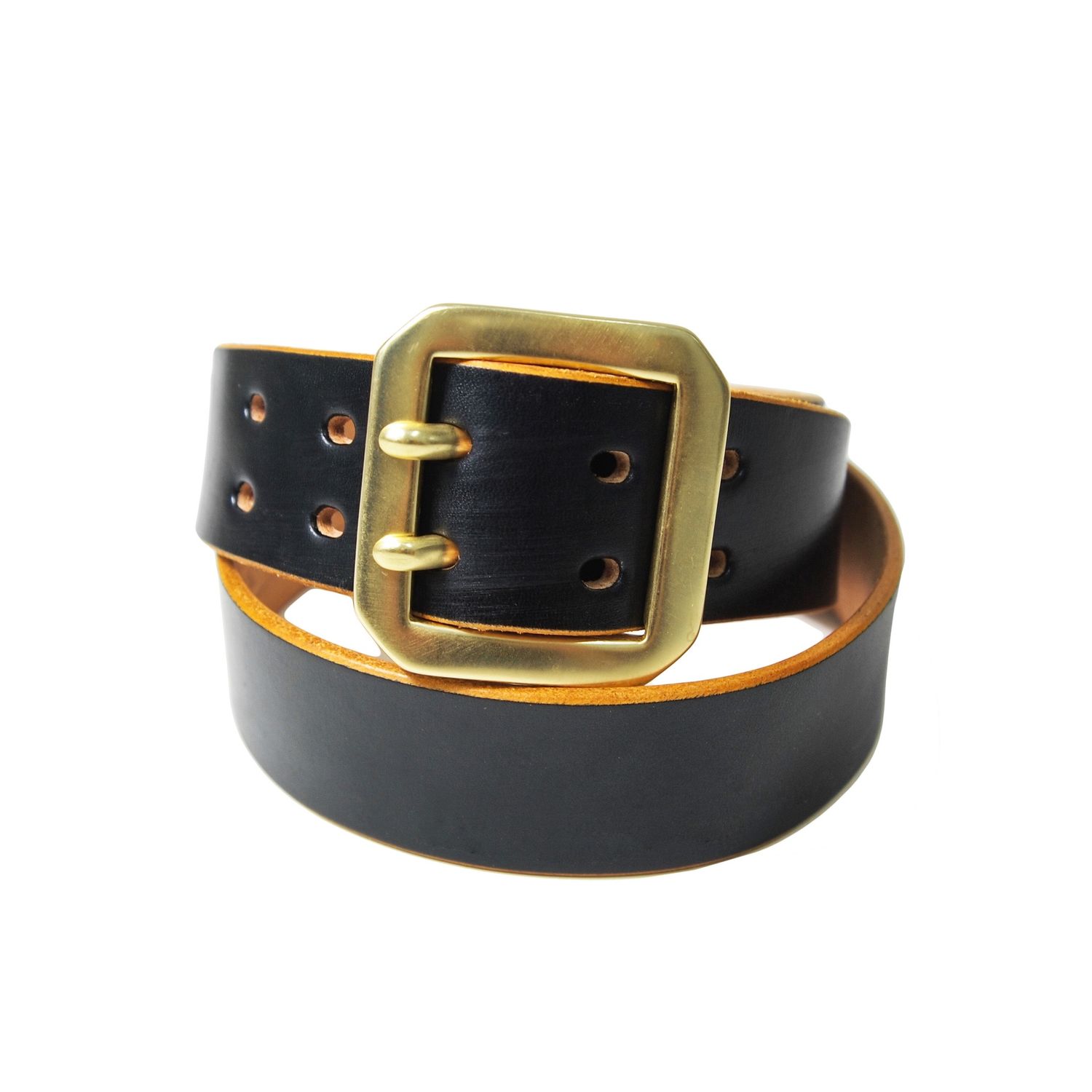 OGL ONLY GOOD LIFE HAND-DYED DOUBLE PRONG LEATHER BELT BLACK (2016)