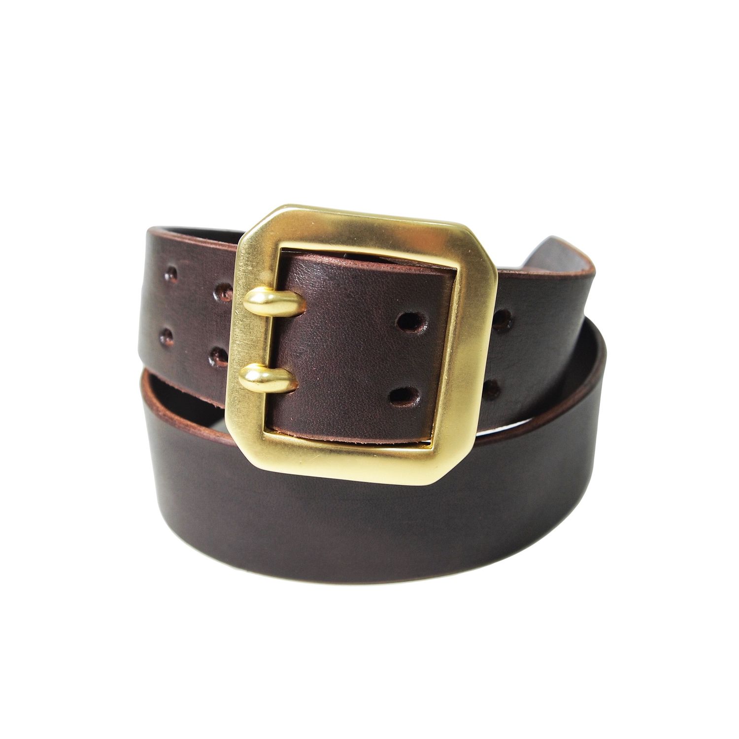 OGL ONLY GOOD LIFE DOUBLE PRONG DYED LEATHER BELT DARK CHOCO (2017)