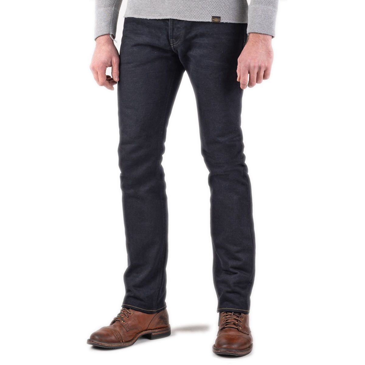 21oz Selvedge Denim Slim Cut Jeans IH-555S-21od - Indigo Overdyed Black