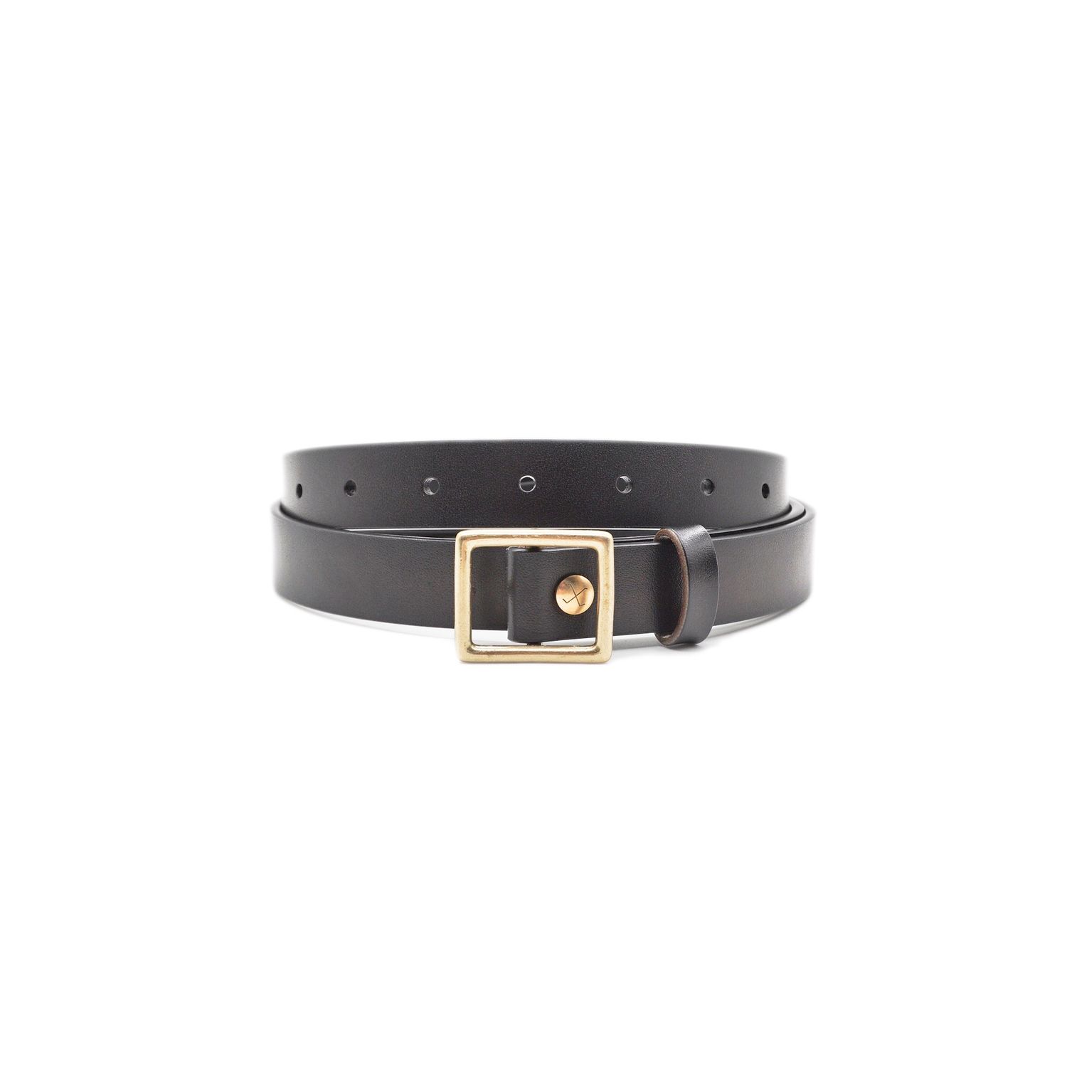 OGL Belt Obbies Square Buckle Leather Belt Full-Dyed Black