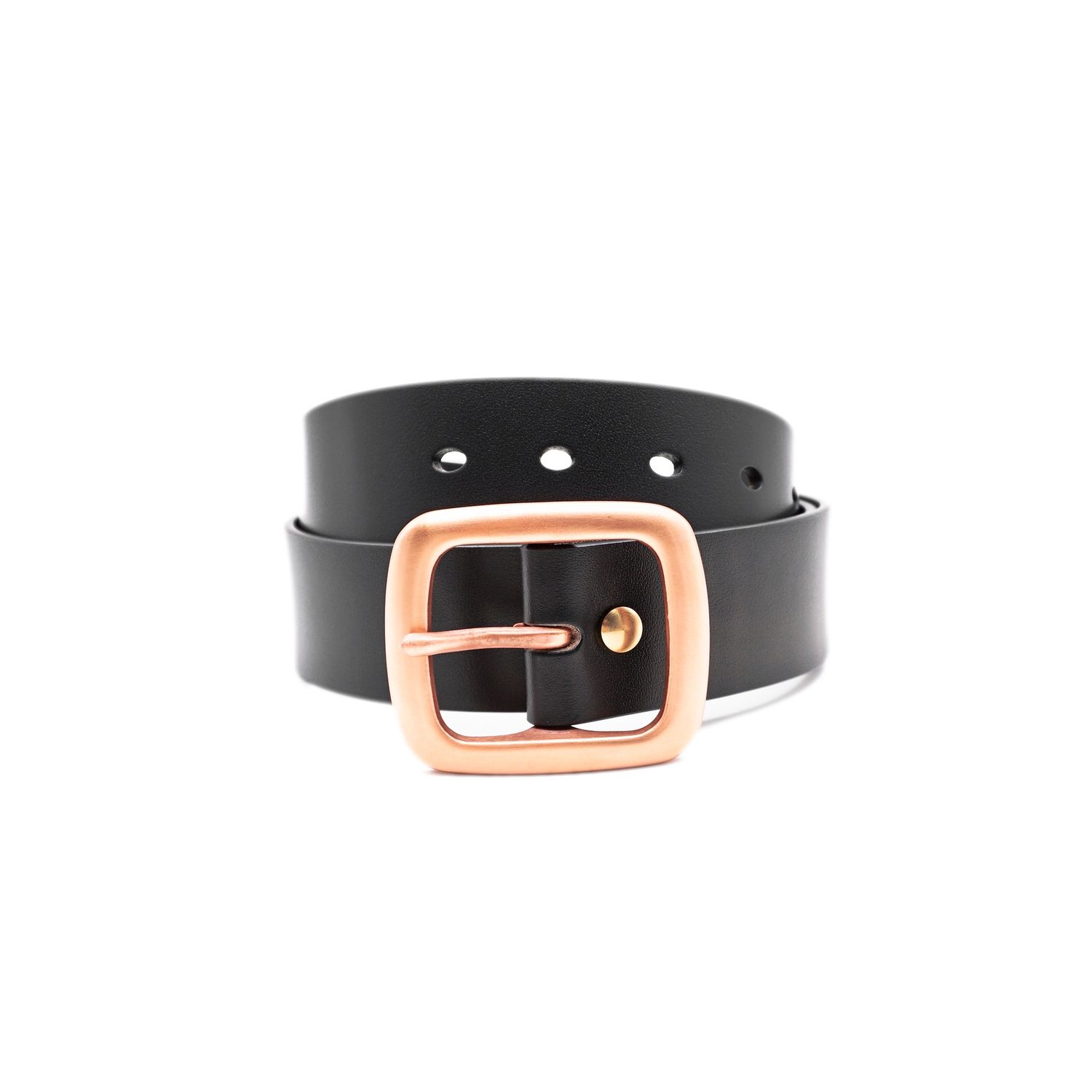 OGL Belt Copper Buckle Leather Belt Full-Dyed Black