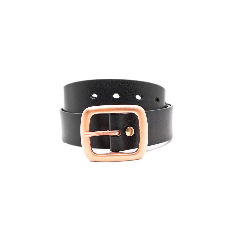 OGL Belt Copper Buckle Leather Belt Full-Dyed Black