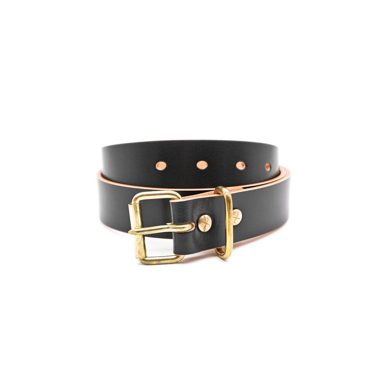 OGL Belt Roller-Buckle Leather Belt Hand-Dyed Black