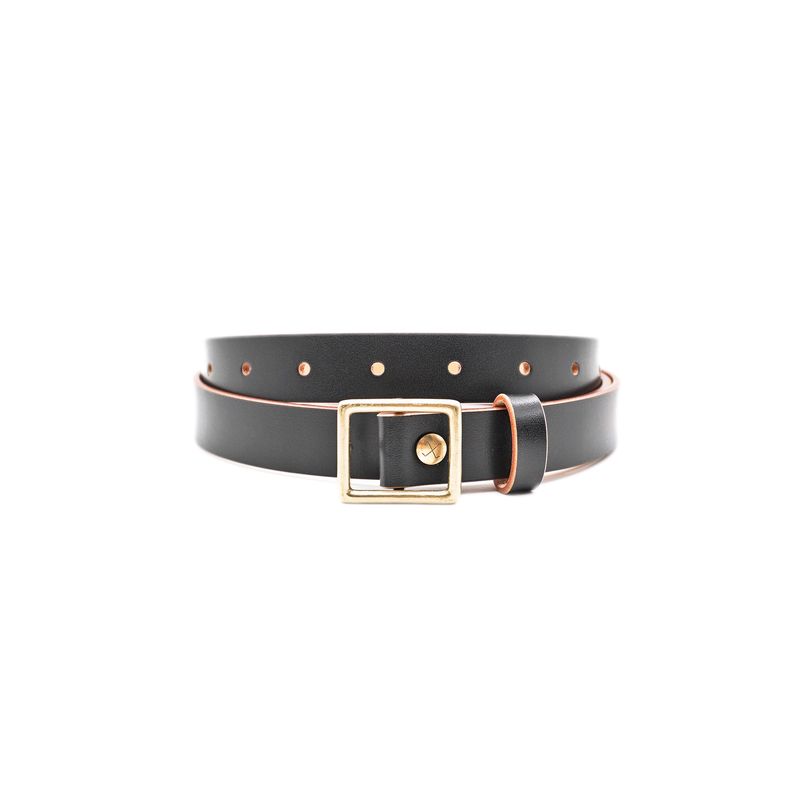 OGL Belt Obbies Square Buckle Leather Belt Hand-Dyed Black