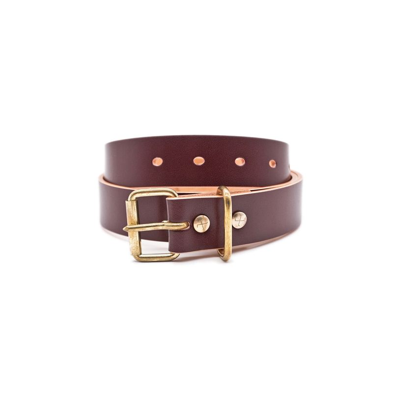 OGL Belt Roller-Buckle Leather Belt Hand-Dyed Brown