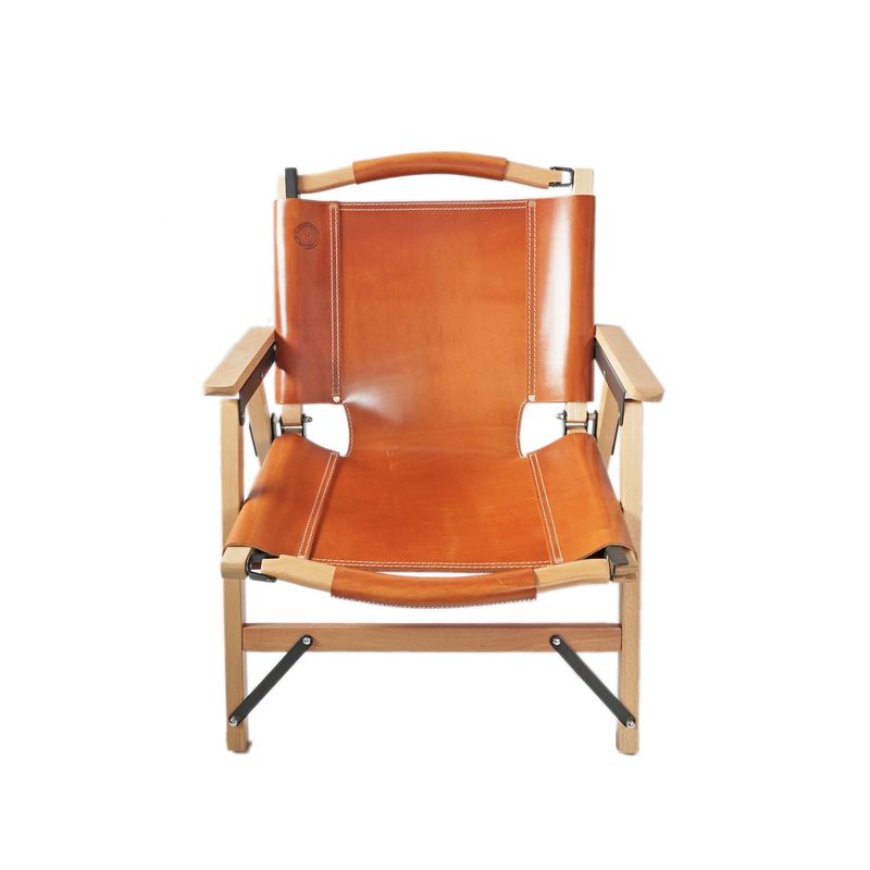 OGL Only Good Life Handmade Kermit Wooden Chair with Glazed Brown Leather V2