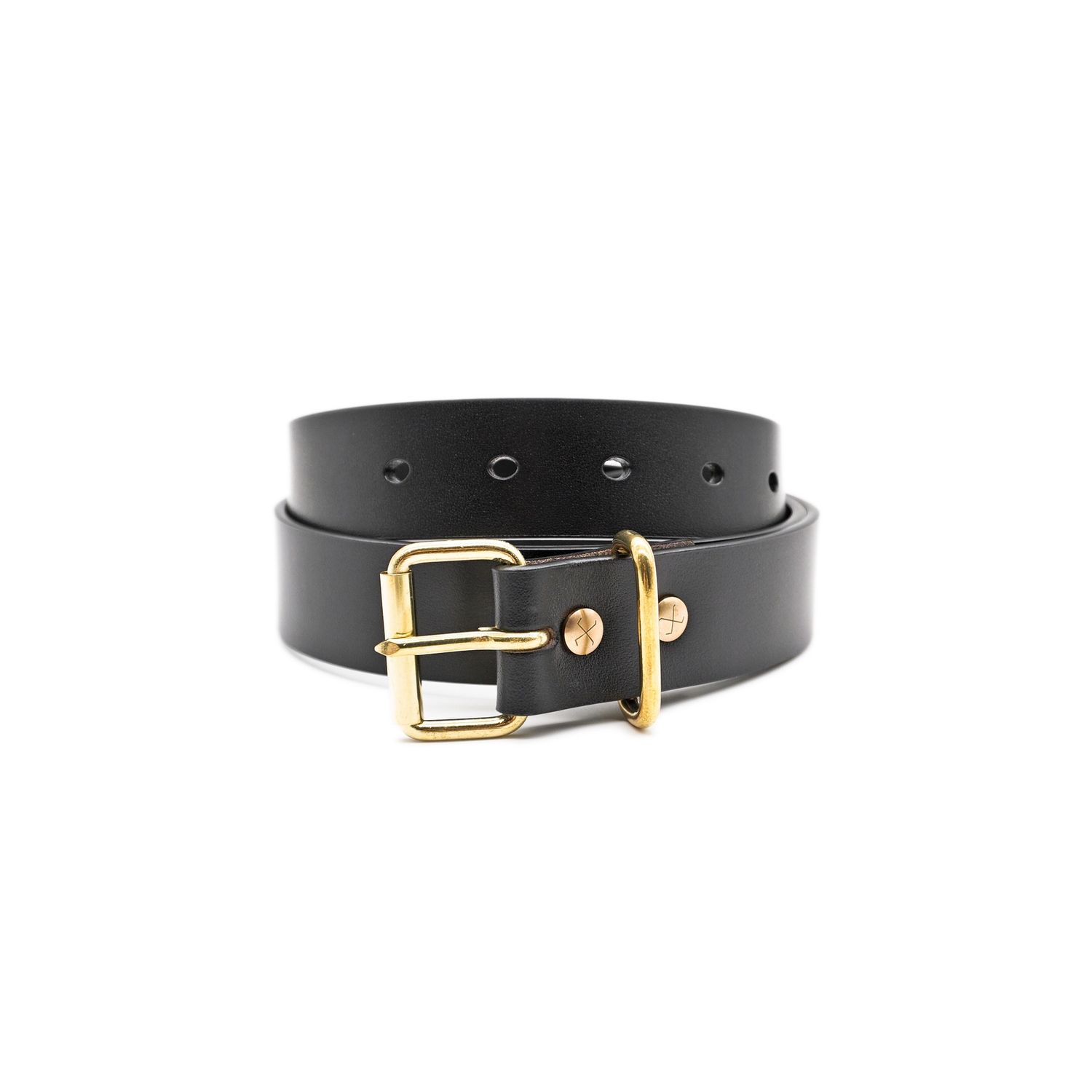 OGL Belt Roller-Buckle Leather Belt Full-Dyed Black