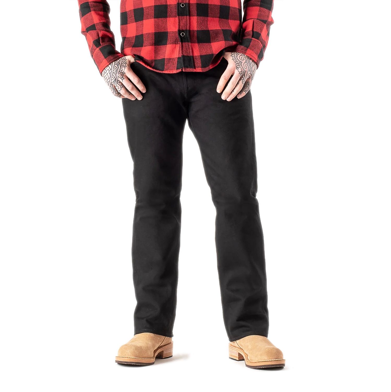 14oz Selvedge Denim Straight Cut Jeans IH-634S-142BB - Black/Black