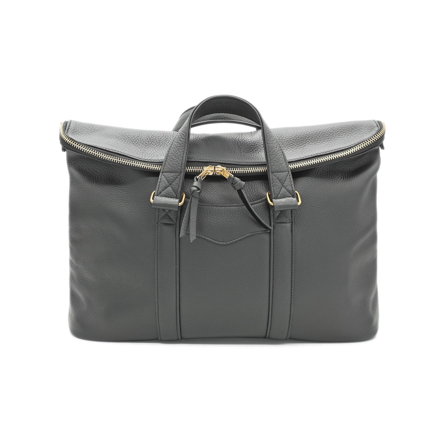 OGL 9981 Leather Fold-Down Zipper Brief Case Black