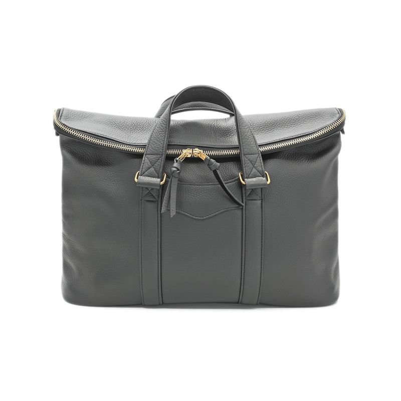 OGL 9981 Leather Fold-Down Zipper Brief Case Black