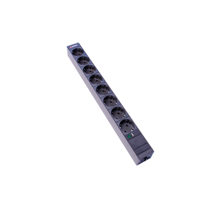 Steckdosenleiste 19" 1HE 8xTyp F (CEE 7/3) schwarz (Schutzkontakt) mit LED-Anzeige