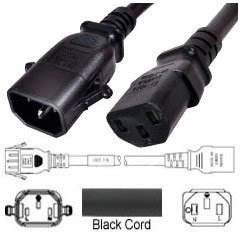 Apparatekabel schwarz C13-C14 verriegelt, 0.50 m