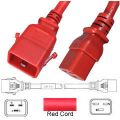 Power Cord C19 - C20 mit Verriegelung P-Lock Farbe rot  1m