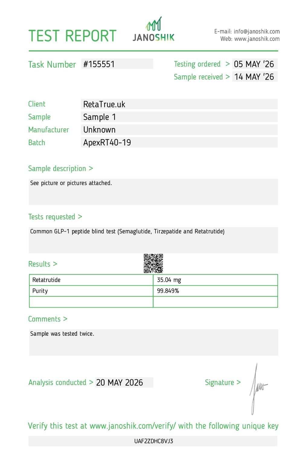 Retatrutide GLP1 99.84% 35mg