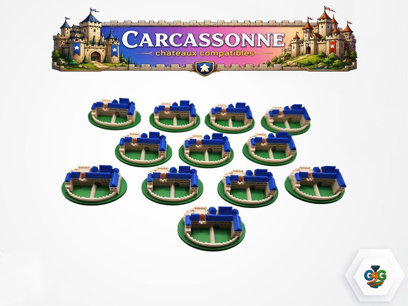 Chateaux pour l'extension 8 de Carcassonne Ponts, Forteresses &amp; Bazars