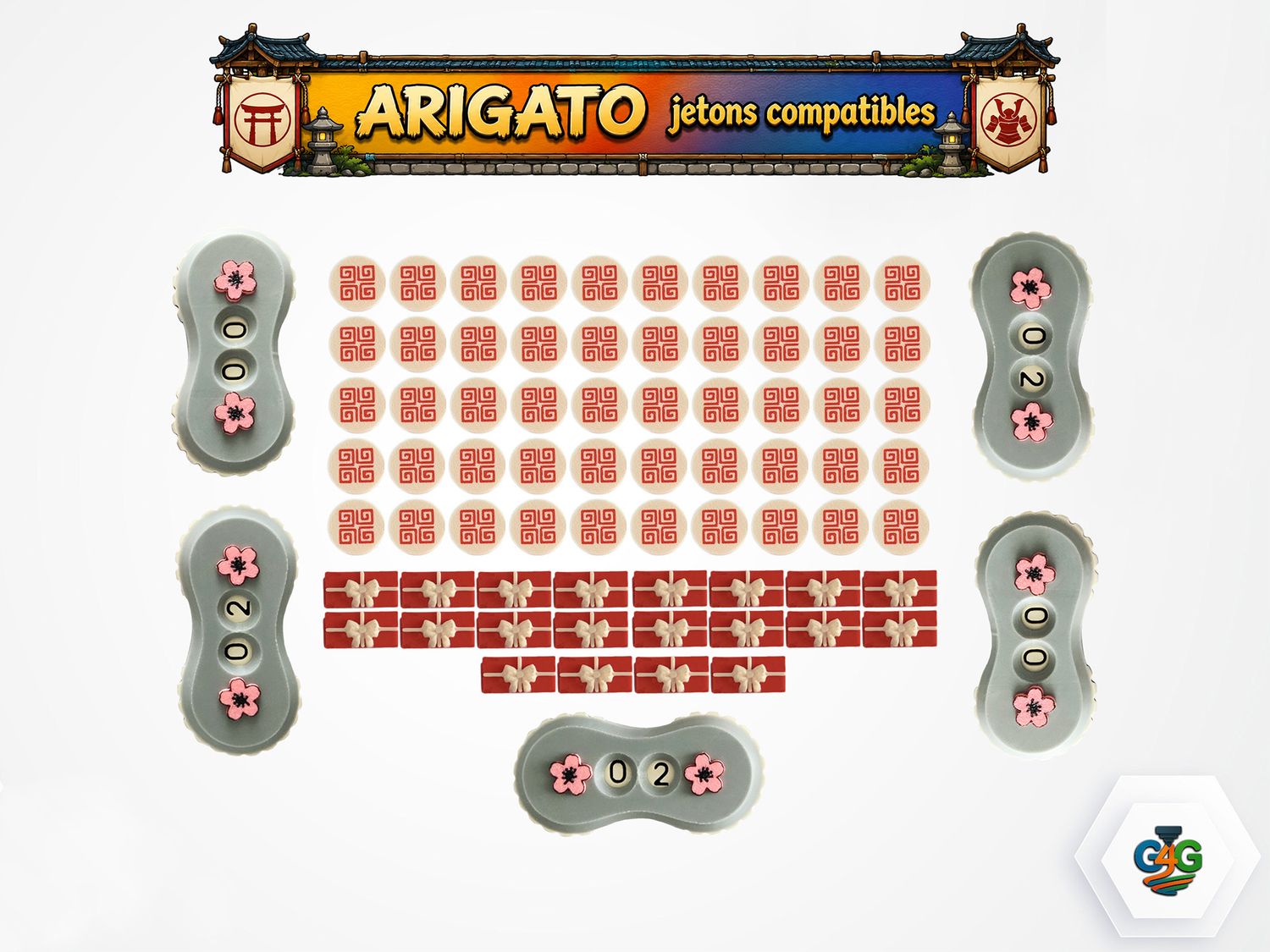 Arigato ( set 5 joueurs ) - Jetons compatibles