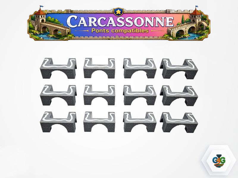 Ponts pour l'extension 8 de Carcassonne Ponts, Forteresses &amp; Bazars