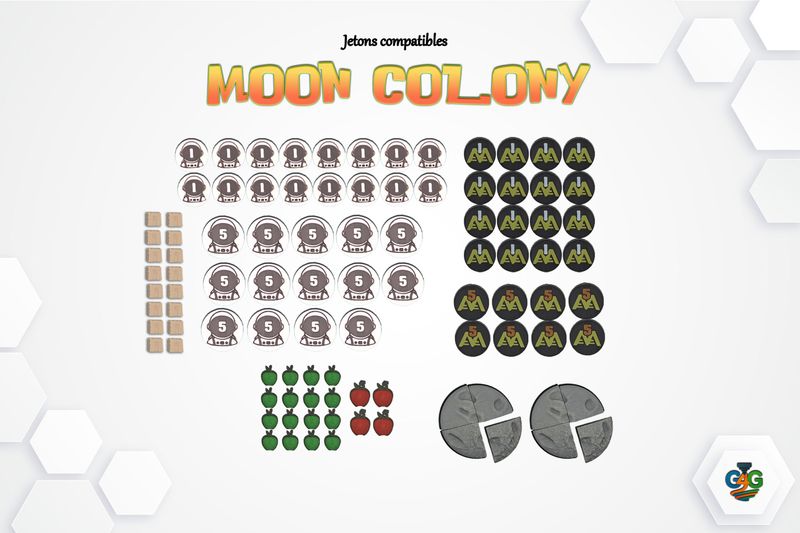 Moon Colony – Jetons premium compatibles ( set 2 joueurs )