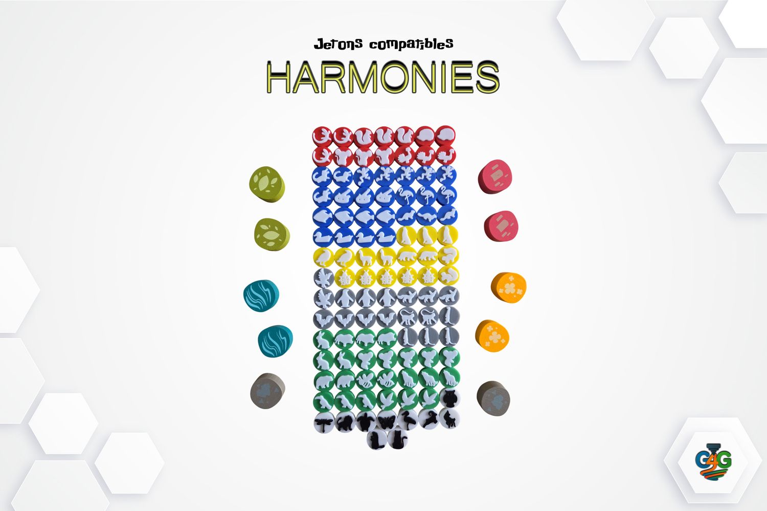 Jetons animaux pour le jeu de société Harmonies