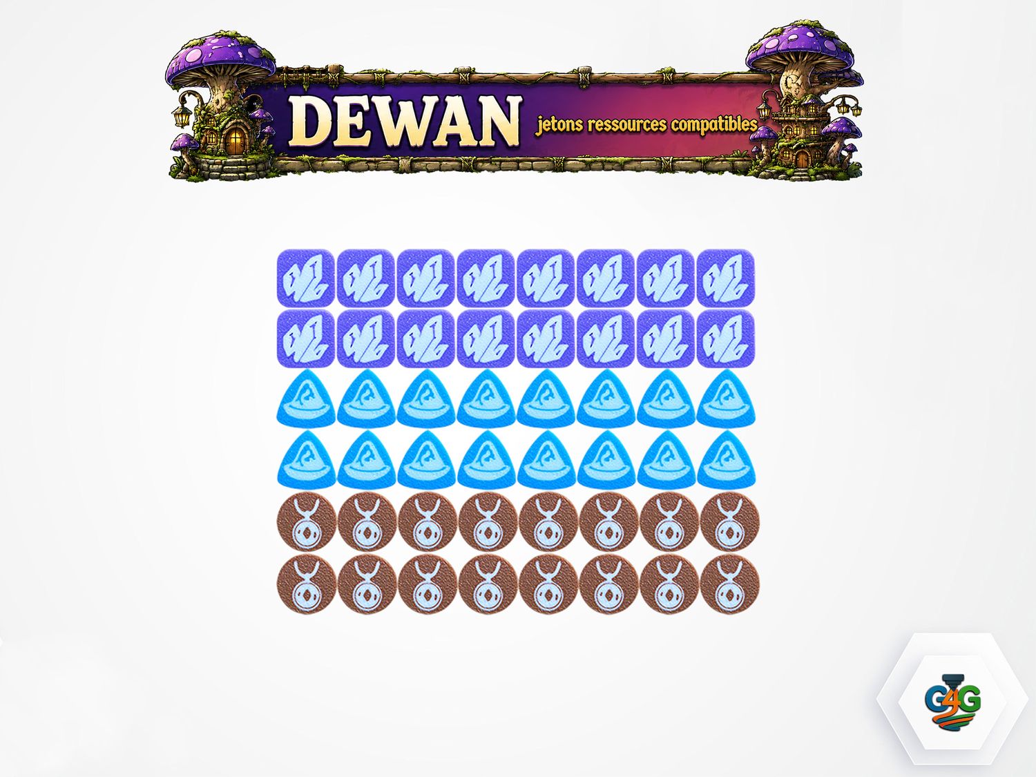 Dewan - Jetons ressources compatibles