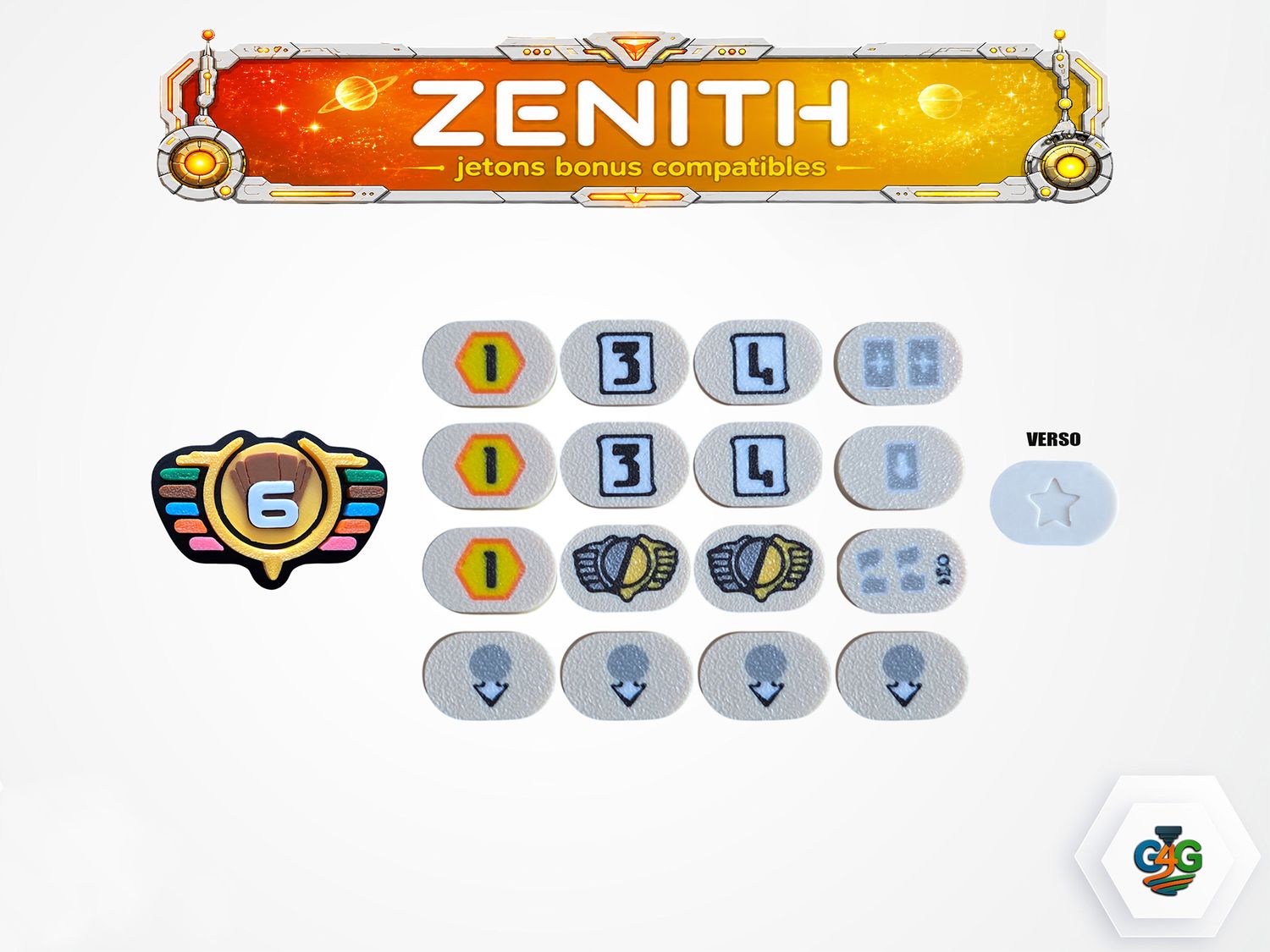 Jetons Bonus Compatibles avec le jeu de société Zénith
