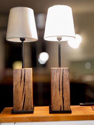 Eichentischlampe Paar - 50 cm