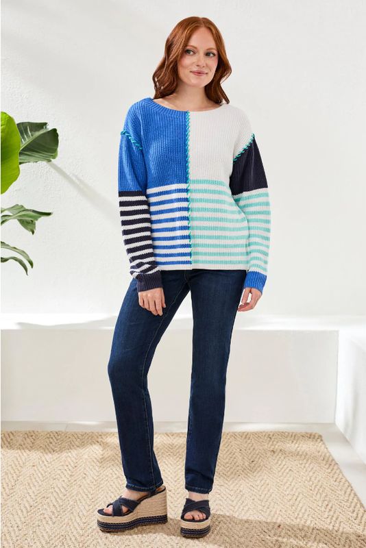 23380 Tribal Boat Neck Sweater