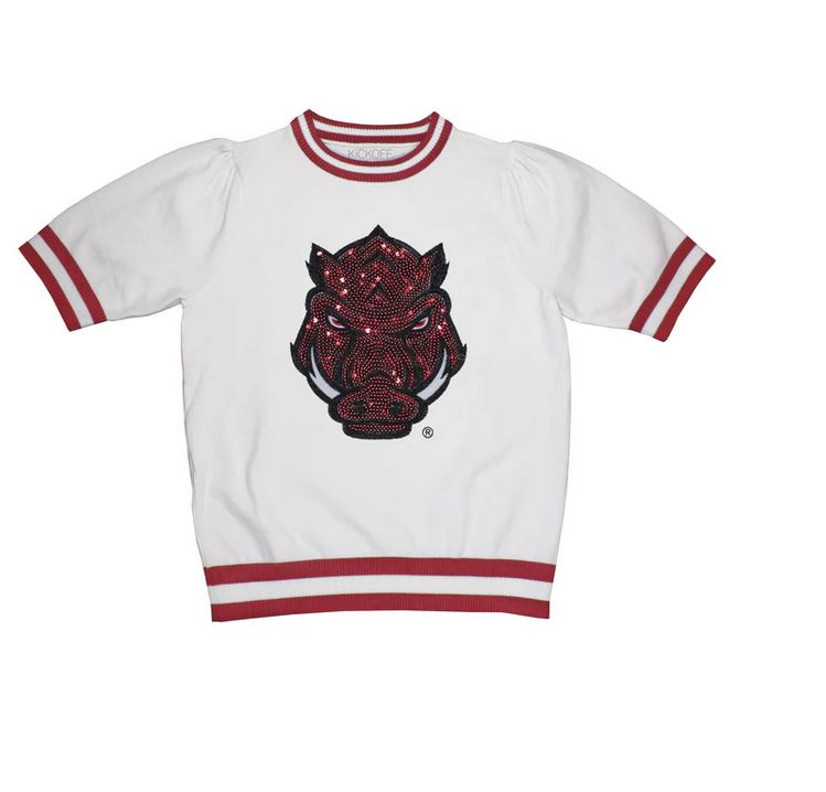 Arkansas Sequin Varsity Short Sleeve Sweater
