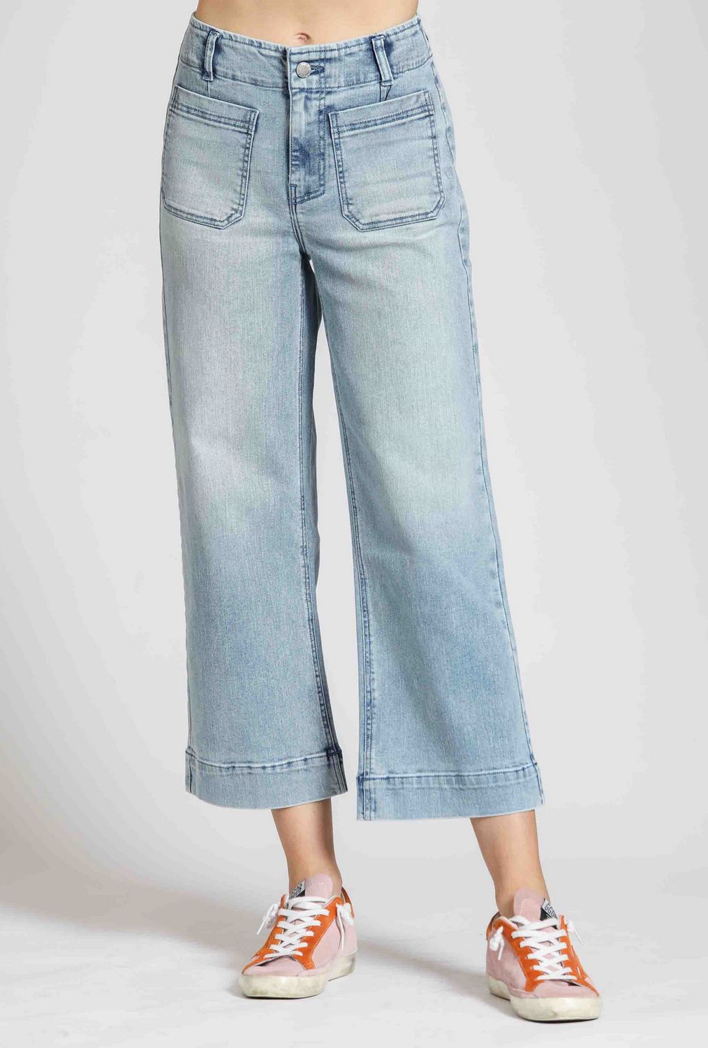 B168 APNY Cropped Wide Leg Denim Pant