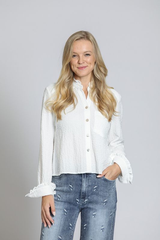 K78 APNY Cropped Shirt with Ruffle Detail