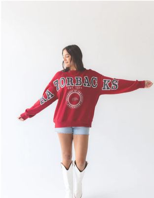 Arkansas Philly Split Lantern Sleeve Crew