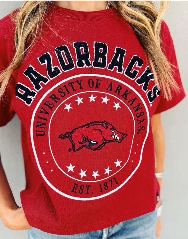 HCT145 Arkansas Sayler Star Heavyweight Crop Tee