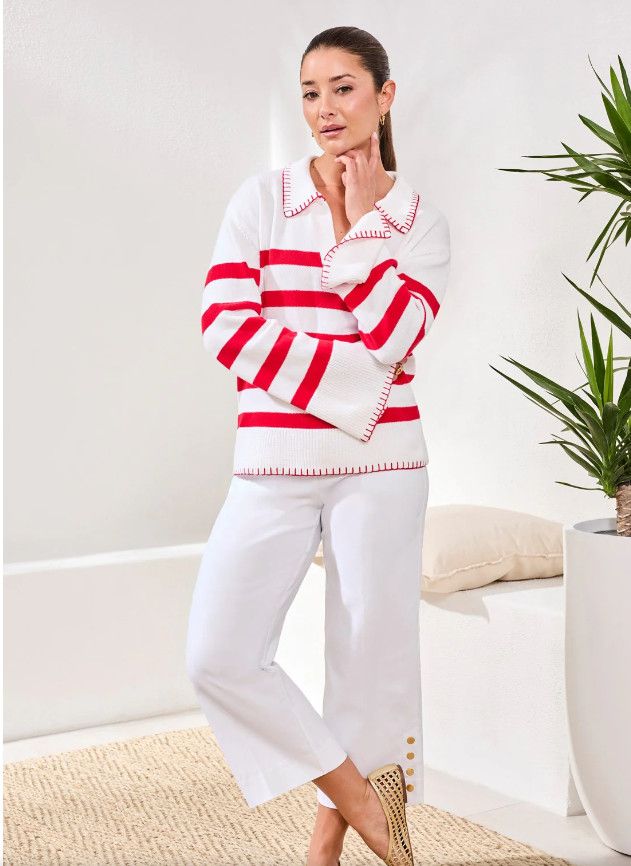 24290 Tribal L/S Polo Sweater