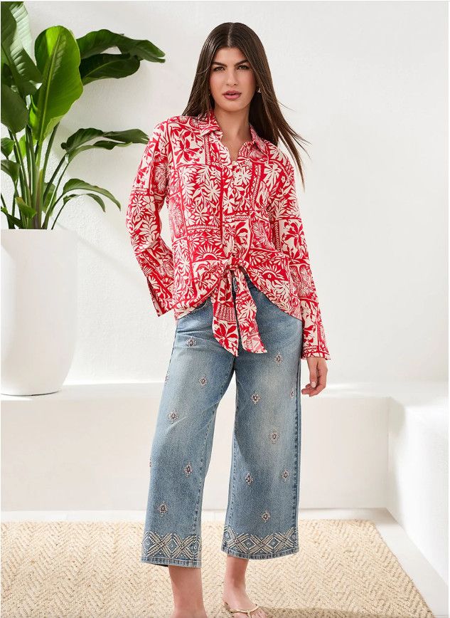 30030 Tribal Blouse with Tie Front