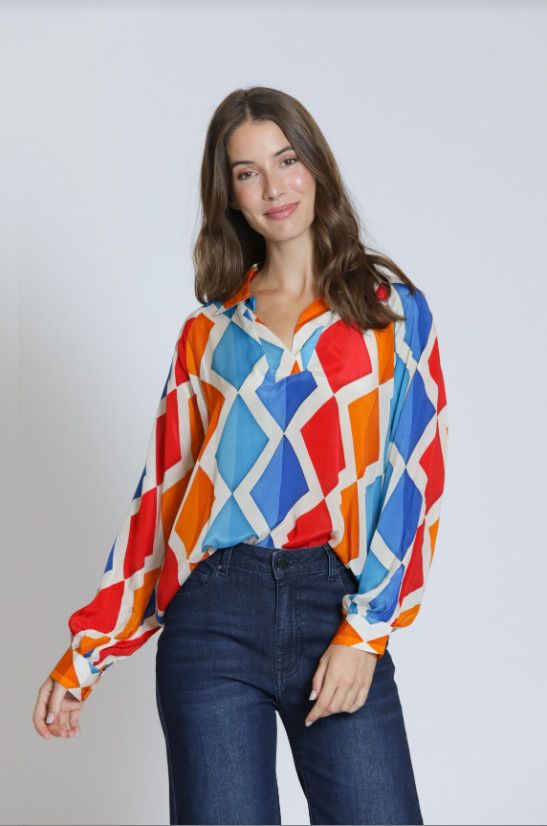 T16P/C-448D/NC APNY Half Placket Pullover Blouse