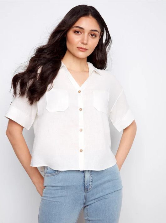 C4688-576C Charlie B Linen Blouse