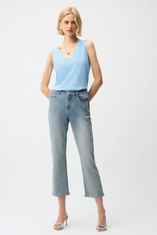 261248 Joseph Ribkoff Twill V-Neck Straight Top