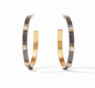 HP036OGCZ-L Julie Vos Crescent Stone Hoop MIXED METAL