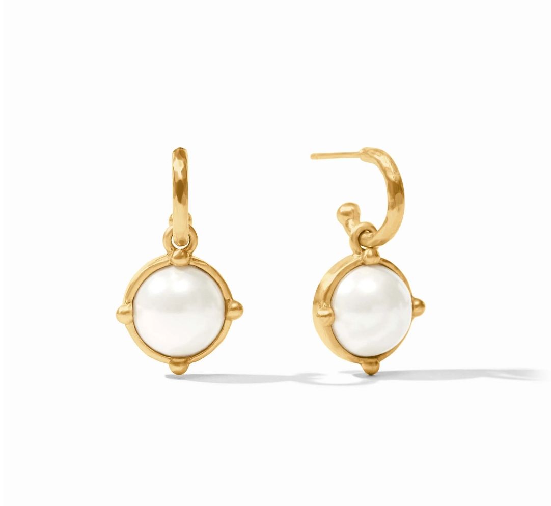 ER913GPL00 Julie Vos Honeybee Hoop &amp; Charm Earrings-Pearl