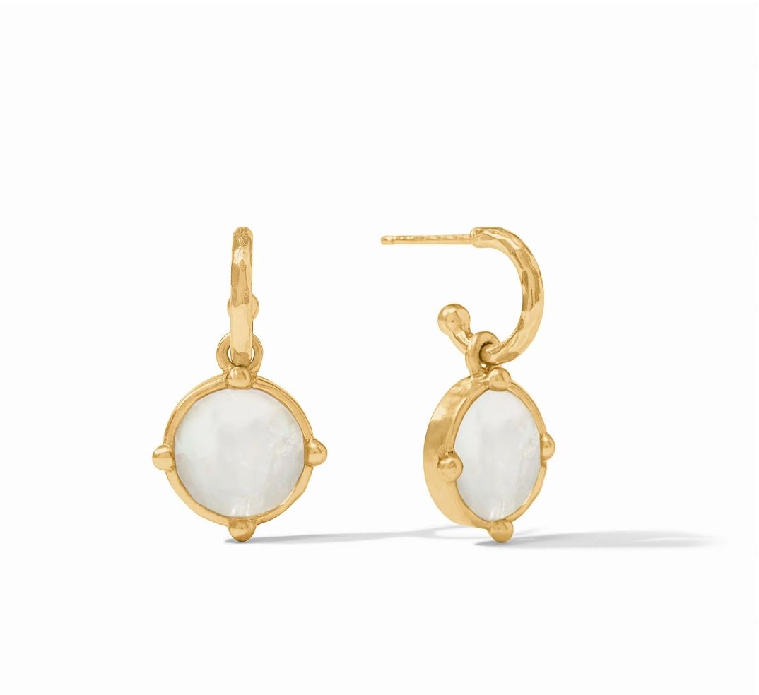 ER913GMPL00 Julie Vos Honeybee Hoop &amp; Charm Earring-Mother of Pearl