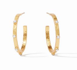 HP036GPL-L Julie Vos Crescent Stone Hoop PEARL