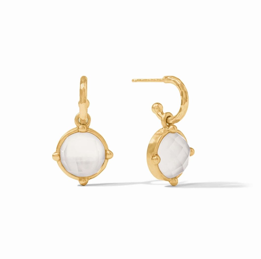 ER913GIRC00 Julie Vos Honeybee Hoop &amp; Charm Earring-Iridescent Clear Crystal